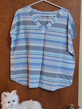 Notations Striped V-Neck Sleep PJS in Blue